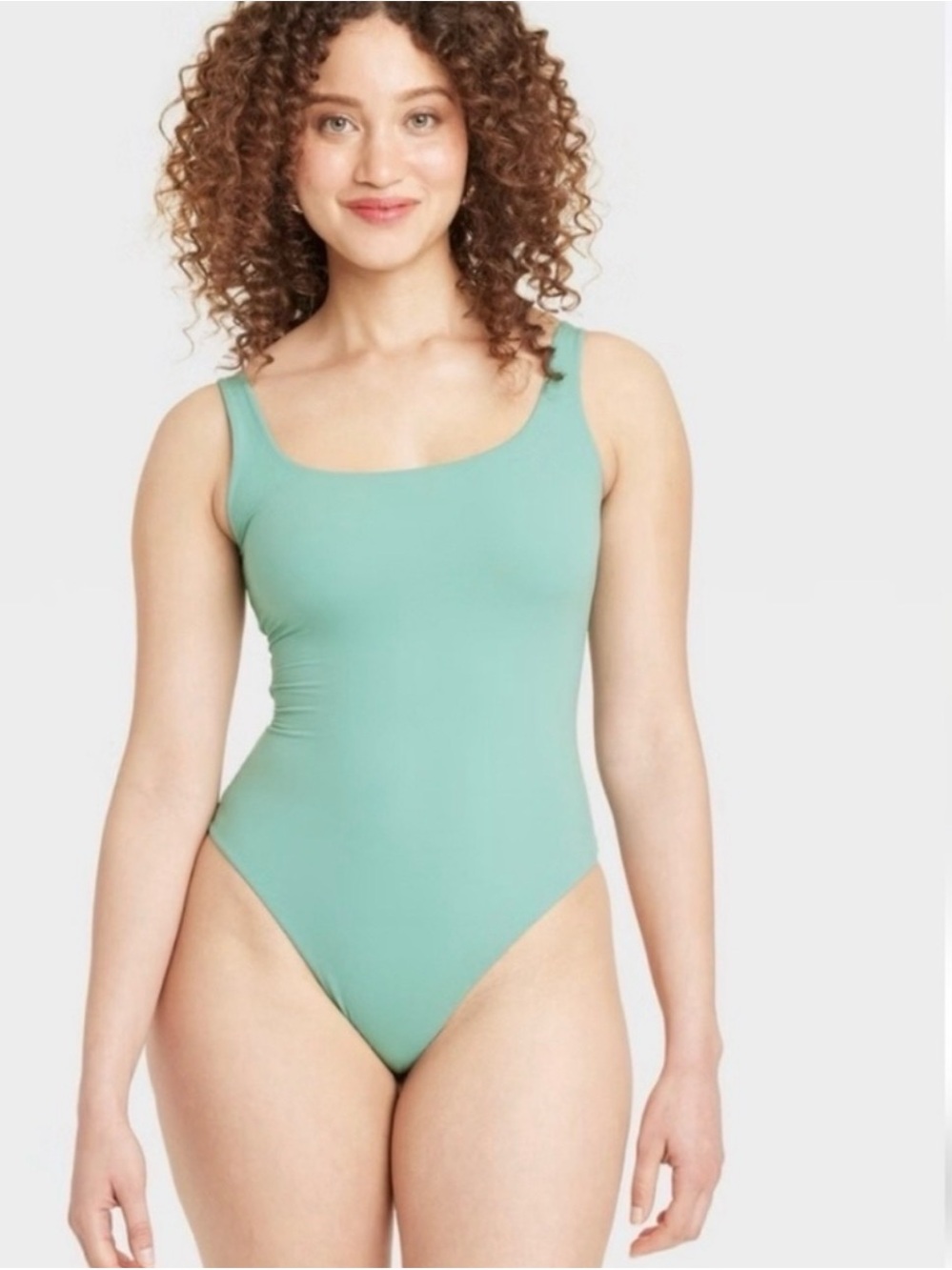 Auden target Classic Scoop Neck One-Piece Swimsuit in Seafoam Green